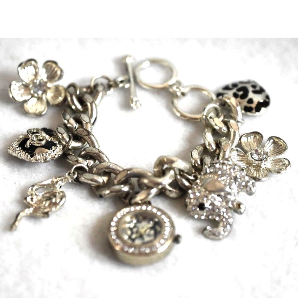 Jessica Carlyle Gold/Silver Tone Hearts/Flowers/Elephant/Snake Bracelet Watch